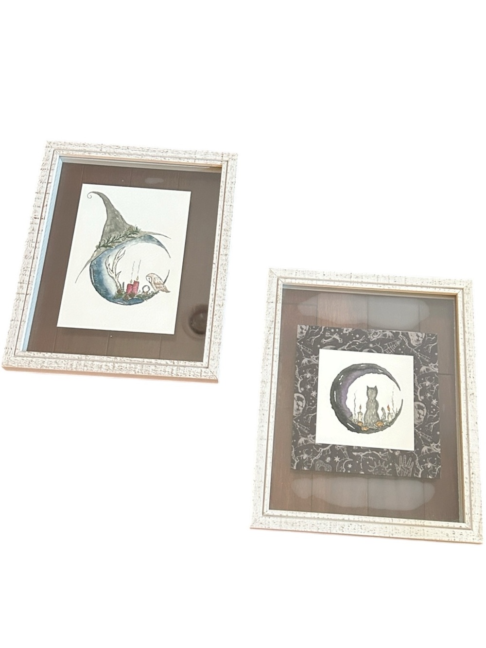Witchy Set of 2 White Decorative Wall Frames with Artwork
